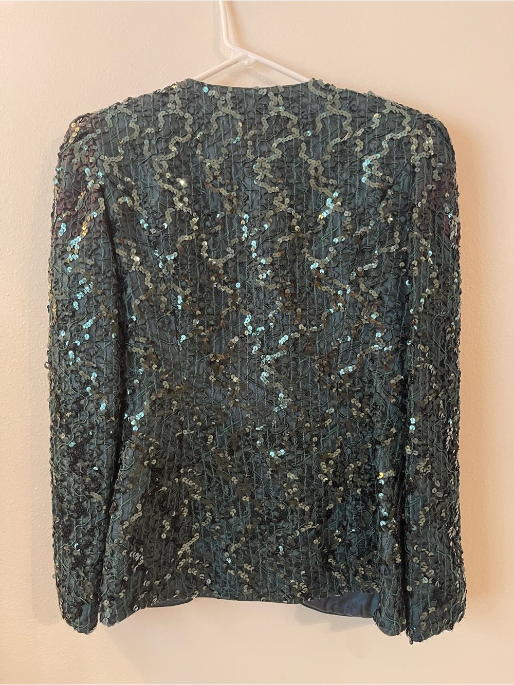 Nah Nah Collection Emerald Green Sequin Blazer with Gold Buttons - Picture 3 of 6